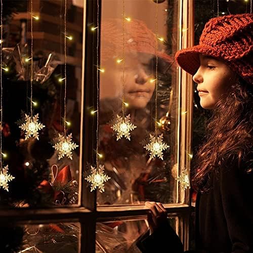 Snowflake LED Curtain Lights, Plug-in 19Ft/6M 96 LEDs Fairy String Lights - Image 4