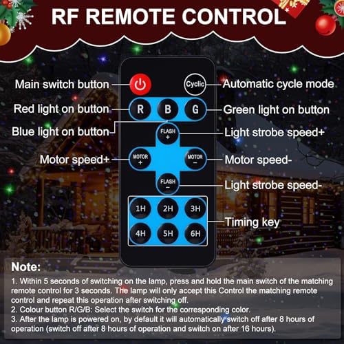 Honoson 1 Pcs Christmas Laser Projector Lights Outdoor RGB Laser Light with Remote Waterproof Motion Xmas Holiday Projector Garden Decoration for Lawns Party House (Red Green Blue Color) - Image 5