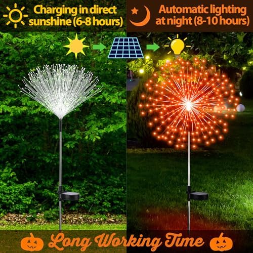 Tujoe 6 Pcs Fall Solar Firework Stake Lights 180 LED 8 Modes - Image 4