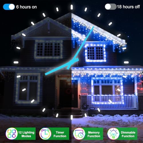 132FT 1332 LED Outdoor Christmas Lights - 296 Ice Drops, 12 Pro Modes - Image 3