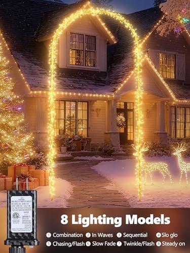 Christmas Decoration Outdoor Arch Lights - 9.5FT 460LED Warm White - Image 2