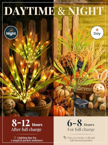 GIGALUMI 3 Pack Solar Wheats Outdoor Fall Decor, 2 Modes, Yellow - Image 3