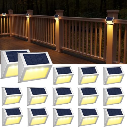 JSOT Solar Deck Lights Perfect for Fence, Step, Stair Decor-Warm White-16P by JSOT