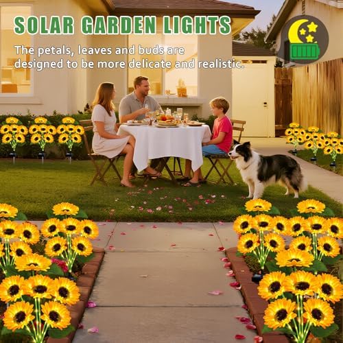 6 Pack with 36 Sunflower Solar Flowers Solar Lights Outdoor Garden Decor - Image 5