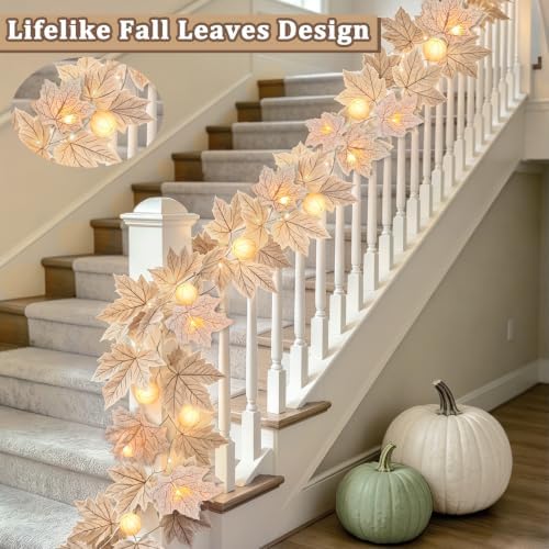 3 Pack Fall Garland with Pumpkin Lights Total 19.5Ft 60LED String Lights - Image 4