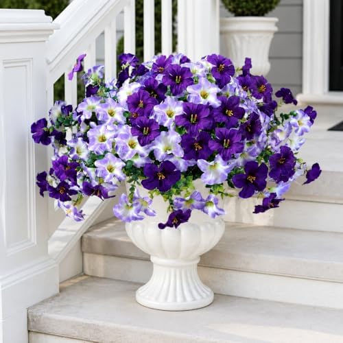 Artificial Petunia Flowers for Outdoor, 8 Bundles UV Resistant Faux Flowers - Image 6