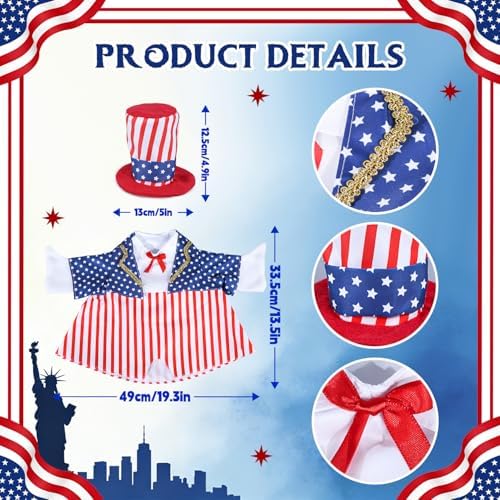 4th of July Patriotic Porch Goose Outfit for 23” Lawn Goose, Independence Day Goose Clothes and Hat, Yard Statue Costume 250th Anniversary US Memorial Day Garden Patio Outdoor Decor - Image 2