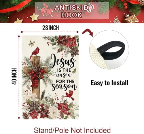 Baccessor Christmas House Flag 28x40 Inch Large Winter Cardinal Farmhouse - Image 6