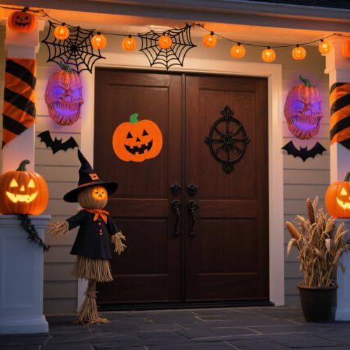 2Pcs Halloween Pumpkin Porch Light Covers, Pumpkin Light Covers Halloween Decorations Outdoor Garage Lights Fixtures Cover Fall Porch Decor for Porch, Front Door, Wall Lamp (Purple) - Image 5