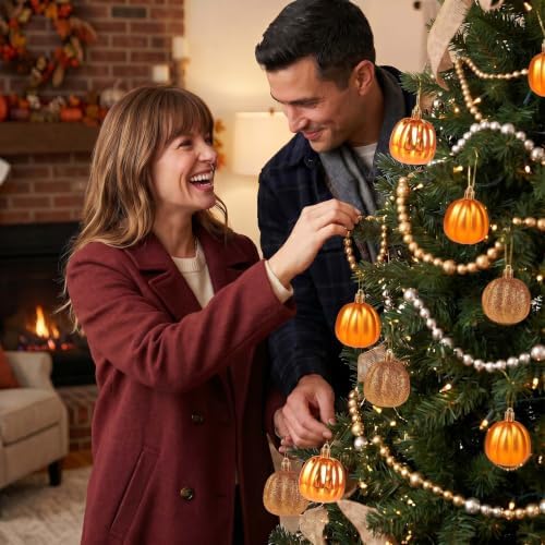 12 Pcs Fall Pumpkin Tree Ornaments, Mini Pumpkin Hanging Decorations - Image 7