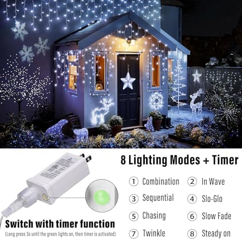 Joomer 66FT Christmas Icicle Lights Outdoor Non-Connectable White - Image 2