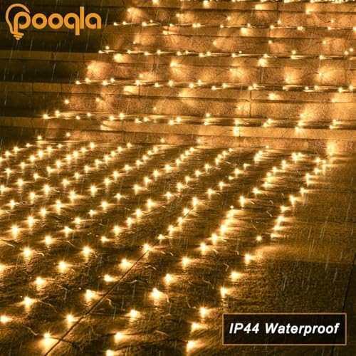 Pooqla Warm White Net Lights, 28x 5ft Christmas Lights Outdoor Green Wire - Image 7