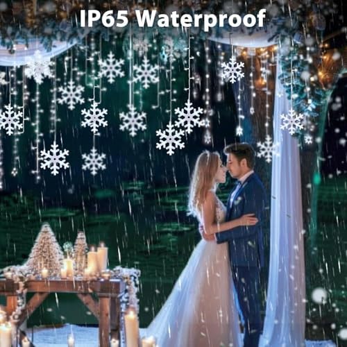 Minetom Snowflake Icicle Lights Outdoor,20FT 200 LED Icicle Christmas Light - Image 5