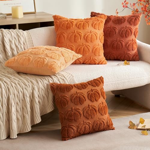 MIULEE Fall Pillow Covers Pumpkin Fall Decor 16x16 Orange - Image 3