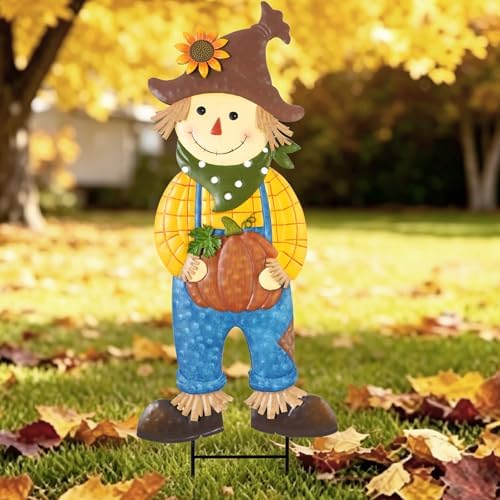 BRIGHTDECK Outdoor Fall Scarecrow Metal Stakes Decorations Yard Sign, Large by BRIGHTDECK