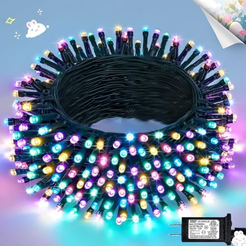 JMEXSUSS 200 LED 66ft Pastel Christmas Lights, Easter String Lights Plug in by JMEXSUSS
