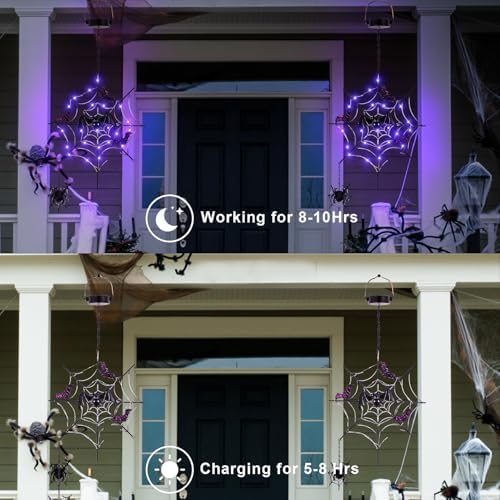 Solar Halloween Decorations Outdoor, Web Hanging Decor - Image 4