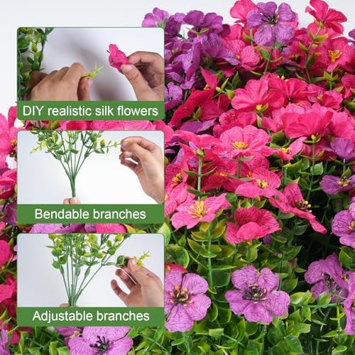 16 Bundles Artificial Flowers for Outdoor Realistic Faux Flower Spring Summer Garden Home Decoration, Hanging Daisy with Eucalyptus Leaves Fake Plants Greenery Balcony Porch Patio Front Door Decor - Image 2