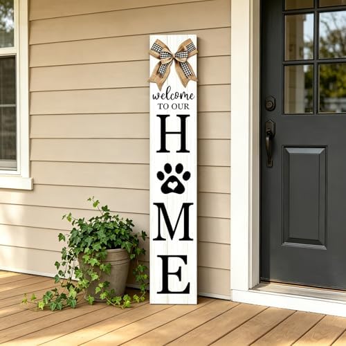 Foutcheou Welcome to Our Home Front Door Sign, 47"X8", White by Unknown