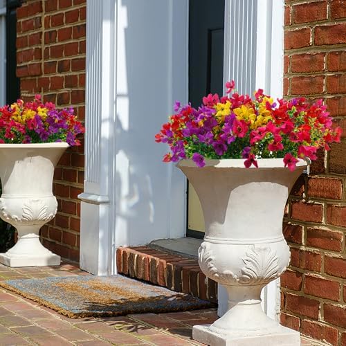 INXUGAO Artificial Faux Plants Flowers Outdoor Spring Summer Decoration, 12 Bundles Fake Silk Colorful Daisy Eucalyptus Realistic UV Resistant for Outside Home Planter Porch Yard Decor (Mix) - Image 6