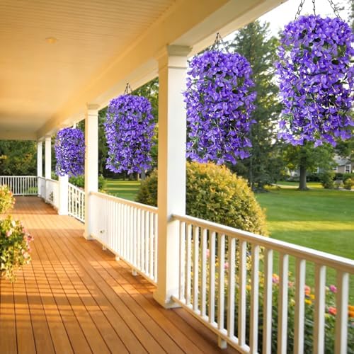 Faux Bougainvillea Artificial Flowers Plants for Outdoors Outside Decoration, 2 PCS Red Fake Flowers UV Resistant Look Real Silk Long Trailing Vines for Front Door Porch Planter Urn Patio Garden Yard - Image 2