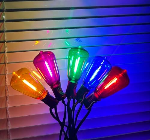 50Ft Outdoor Multicolor String Lights, LED Dimmable Christmas Multicolor Lights Outdoor Waterproof with 25 ST38 Colored LED Bulbs, 2700k Shatterproof for Backyard Gazebo Porch Garden Outside Decor - Image 2