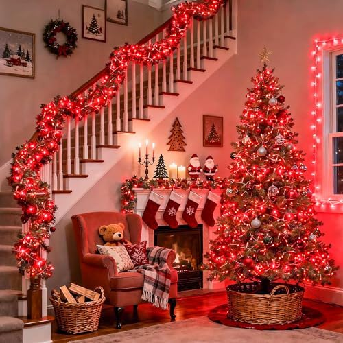 JMEXSUSS 400 LED Red Christmas Lights, 132ft String Lights Plug in - Image 5
