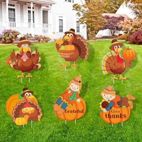 Thanksgiving Yard Outdoor Decorations Fall Pumpkin Turkey Signs by UMISKAM