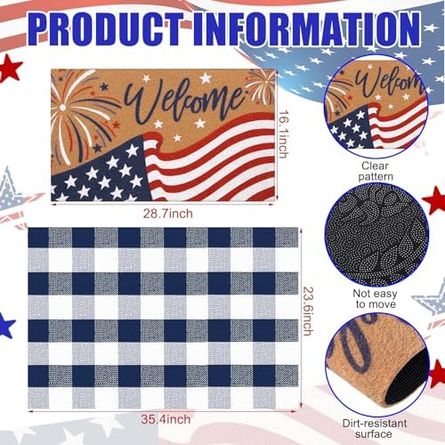 Drydiet Welcome Door Mat Outdoor, American Flag Front Door Rug Non Slip - Image 2