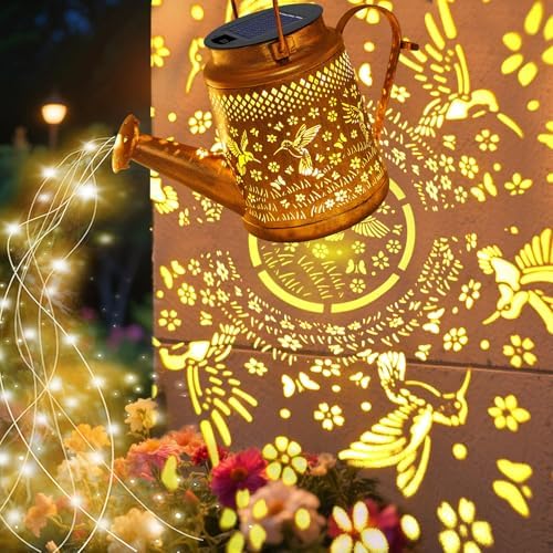 Solar Lights Outdoor Waterproof, 2 Pack Hummingbird Watering Can Lights - Image 2