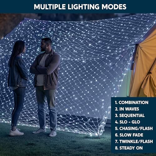 JOYIN 200 LED Christmas Net Lights, 6.5X 10FT Christmas Mesh Lights with 8 Modes, Connectable, Waterproof for Bushes Trees Yard Indoor Outdoor Xmas Decorations (Cool White) - Image 5