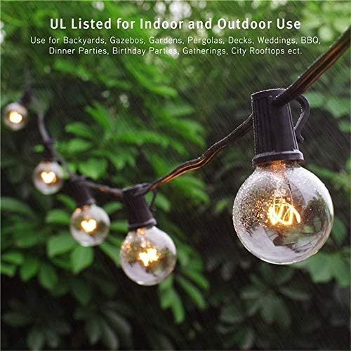 GOOTHY G40 Outdoor Globe String Lights, 25ft Hanging Patio Lights with 27 Incandescent Bulbs (2 Spare), Connectable Backyard Bistro Wedding Decor, E12 Base, 5W-Black Wire - Image 6