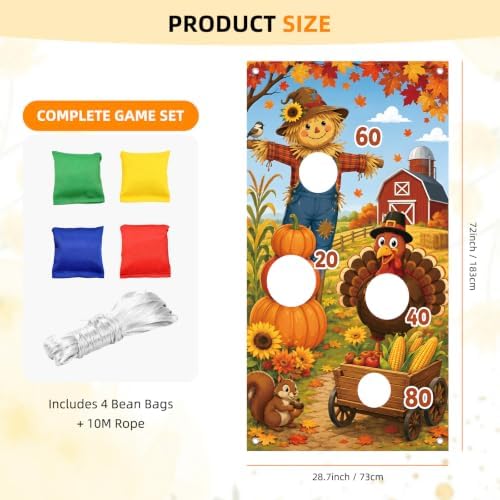 Thanksgiving Harvest Decorations Banner – Fall Scarecrow Turkey Hanging Banner for Friendsgiving, Autumn Festival, Farmhouse Thanksgiving Decor and Harvest Party Decorations - Image 2