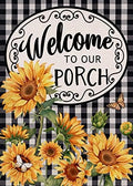 Home Decorative Welcome to Our Porch Spring Summer Sunflower Garden by Covido