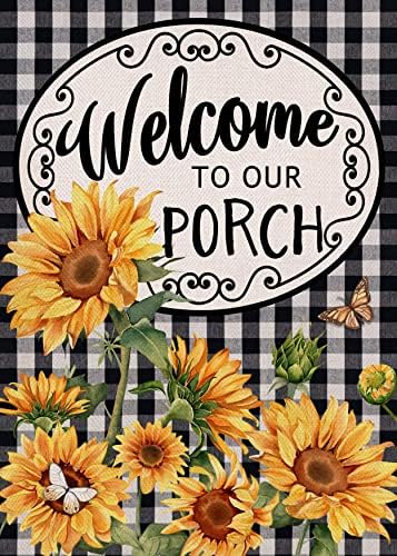 Home Decorative Welcome to Our Porch Spring Summer Sunflower Garden by Covido
