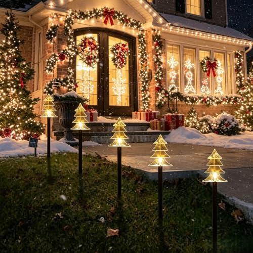 5 Pack Christmas Solar Pathway Lights, Solar Tree Lights Outdoor - Image 3