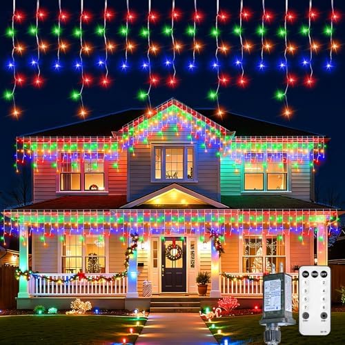 Icicle Lights Outdoor,40 FT 432 LED Icicle Christmas Lights with 81 Drops by Brightown