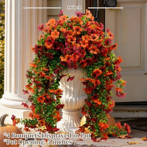 ColoPlay Artificial Mums for Outdoors Fall Decor, Faux Fake Hanging Flowers - Image 4