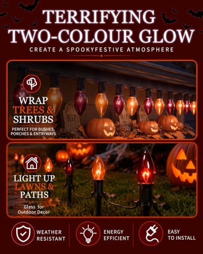 Halloween Pathway Lights with 10 C9 Incandescent Glass Bulbs - Image 5