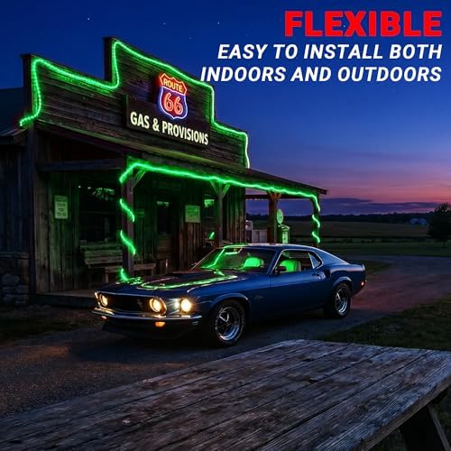 100ft Rope Lights For Outside, Connectable & Flexible Tube Lights with 8 Modes Controller,Waterproof Green LED Rope Lighting for Deck,Garden,Pool,Patio,Bedroom,Party,Indoor & Outdoor Landscape Light - Image 6