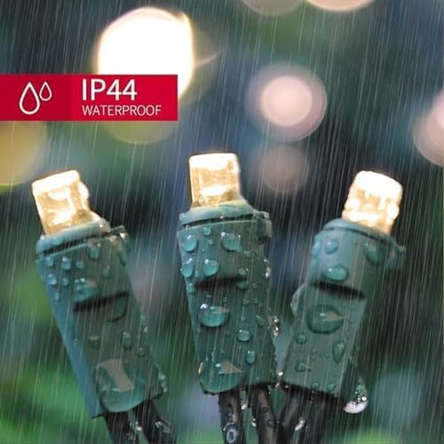 LAMPHOME 300 LED Warm White Christmas Lights, 64.8 Ft Ultra Bright Waterproof Christmas Mini Tree String Lights with Green Wire for Indoor and Outdoor Use, Christmas Trees, Holidays, Patios Garden - Image 3