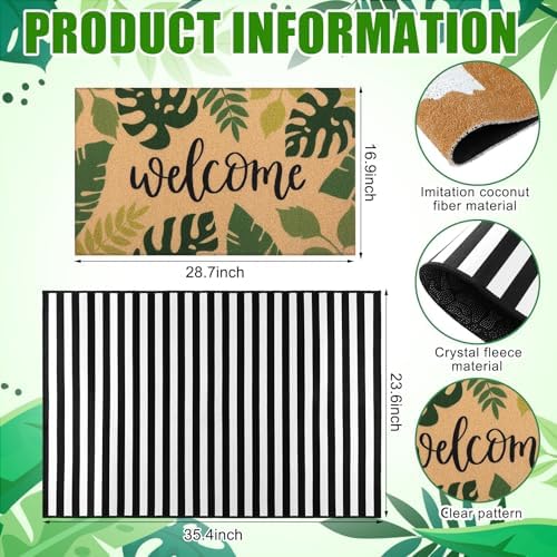 Tinideya 2 23.6 X 35.4 Inches Tropical Leaves Brown Green - Image 3