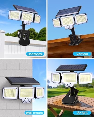 Clip on Solar Lights Outdoor, 3000LM Flood Lights with Motion Sensor,USB-C - Image 2