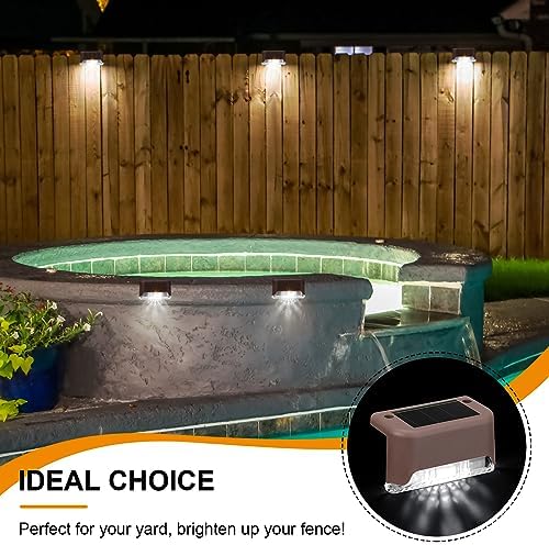Geelin 32 Pcs Solar Deck Step Lights Outdoor, Brown Shell Cool White Light - Image 6
