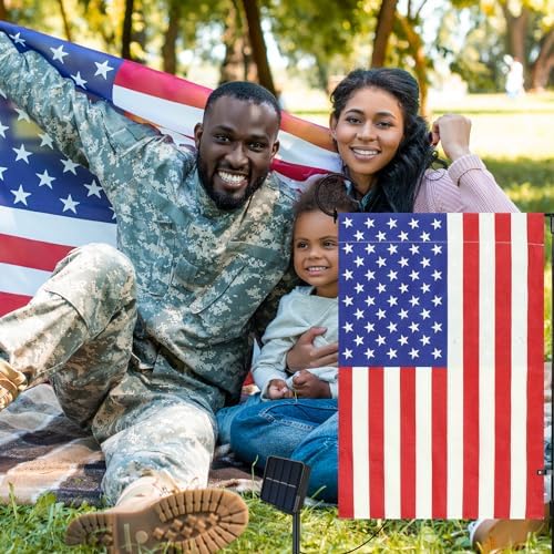 Lighted American Garden Flag 12 x 18 Inch Double Sided Burlap Led 4th of July USA Garden Flag for Independence Day Party Yard Outdoor Decoration - Image 6