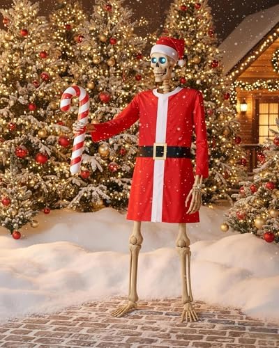 3 Pcs Santa Outfit for 12 Ft Giant Skeleton Christmas Yard Accessories - Image 5