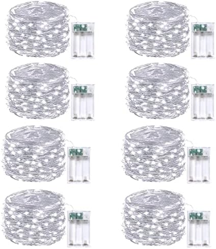 8 Pack Fairy Lights Battery Operated 16 FT 50 LED String Lights Cool White by EXF