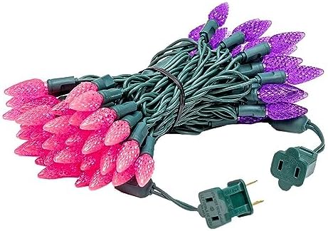 Novelty Lights 24FT 70 LED C6 Valentine's Day String Lights, Pink & Purple - Image 4
