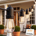 S14 Outdoor String Lights 30FT with 11 Clear LED Bulbs, Black Wire by BOKOIUU