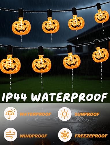 10.5Ft Halloween Pumpkin String Lights, E12 Base LED Pumpkin Lights Plug in - Image 3